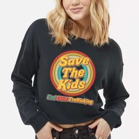 Retro Save The Kids End Child Trafficking Cropped Pullover Crew