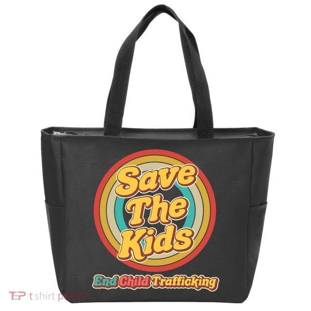 Retro Save The Kids End Child Trafficking Zip Tote Bag