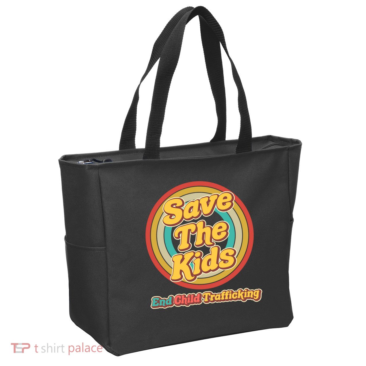 Retro Save The Kids End Child Trafficking Zip Tote Bag