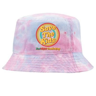 Retro Save The Kids End Child Trafficking Tie-Dyed Bucket Hat