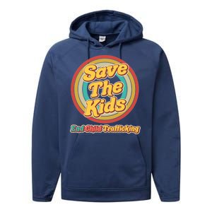 Retro Save The Kids End Child Trafficking Performance Fleece Hoodie