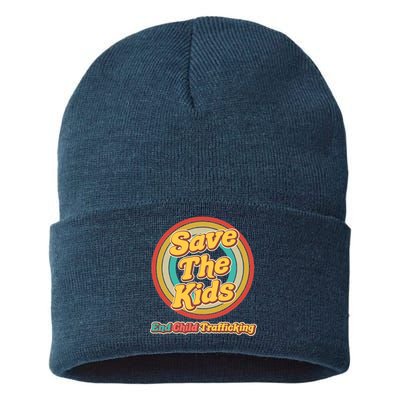 Retro Save The Kids End Child Trafficking Sustainable Knit Beanie