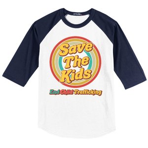 Retro Save The Kids End Child Trafficking Baseball Sleeve Shirt