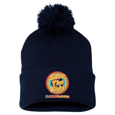 Retro Save The Kids End Child Trafficking Pom Pom 12in Knit Beanie