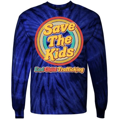 Retro Save The Kids End Child Trafficking Tie-Dye Long Sleeve Shirt