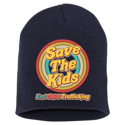 Retro Save The Kids End Child Trafficking Short Acrylic Beanie