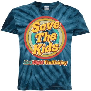 Retro Save The Kids End Child Trafficking Kids Tie-Dye T-Shirt