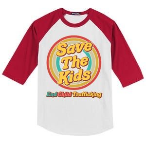 Retro Save The Kids End Child Trafficking Kids Colorblock Raglan Jersey