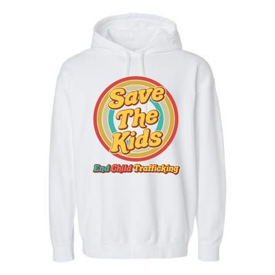 Retro Save The Kids End Child Trafficking Garment-Dyed Fleece Hoodie