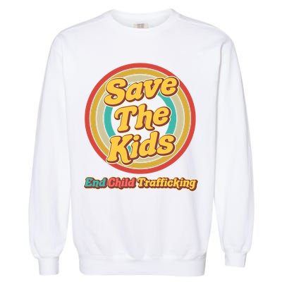 Retro Save The Kids End Child Trafficking Garment-Dyed Sweatshirt