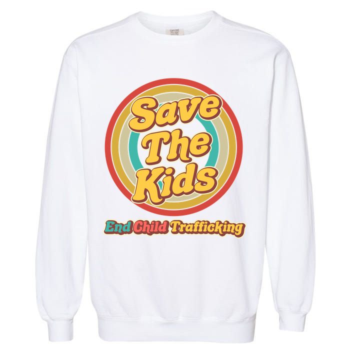 Retro Save The Kids End Child Trafficking Garment-Dyed Sweatshirt