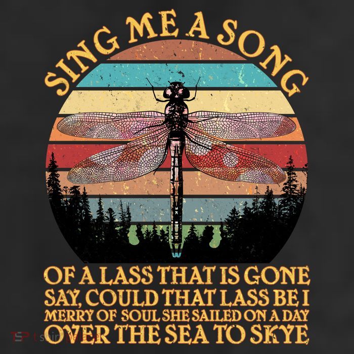 Retro Say Me A Song Dragonfly Sunset 7 Panel Mesh Trucker Snapback Hat