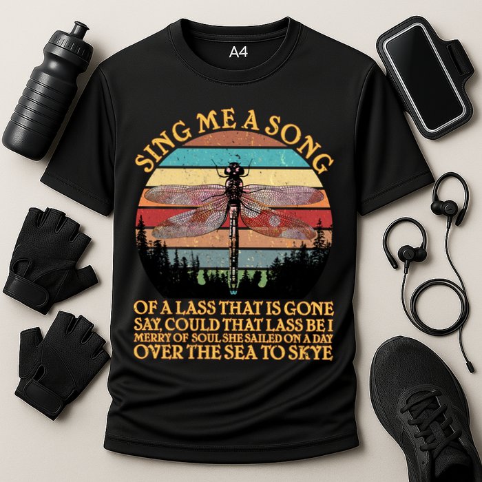 Retro Say Me A Song Dragonfly Sunset Cooling Performance Crew T-Shirt