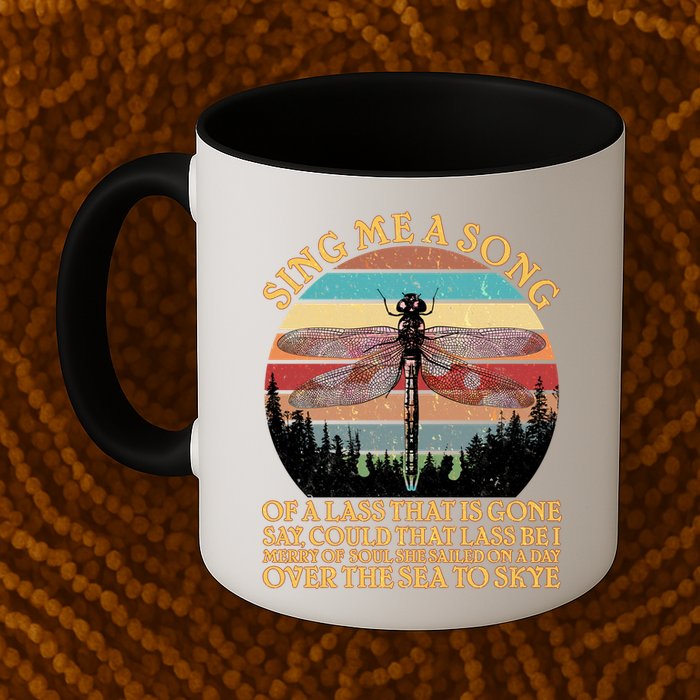 Retro Say Me A Song Dragonfly Sunset Mug