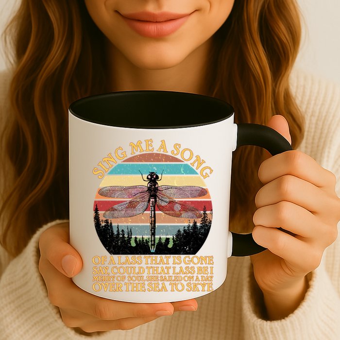 Retro Say Me A Song Dragonfly Sunset Mug