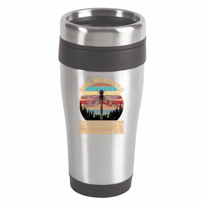 Retro Say Me A Song Dragonfly Sunset 16oz Travel Tumbler