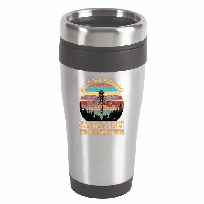 Retro Say Me A Song Dragonfly Sunset 16oz Travel Tumbler