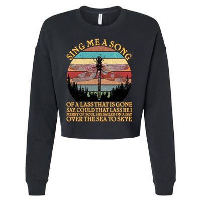 Retro Say Me A Song Dragonfly Sunset Cropped Pullover Crew