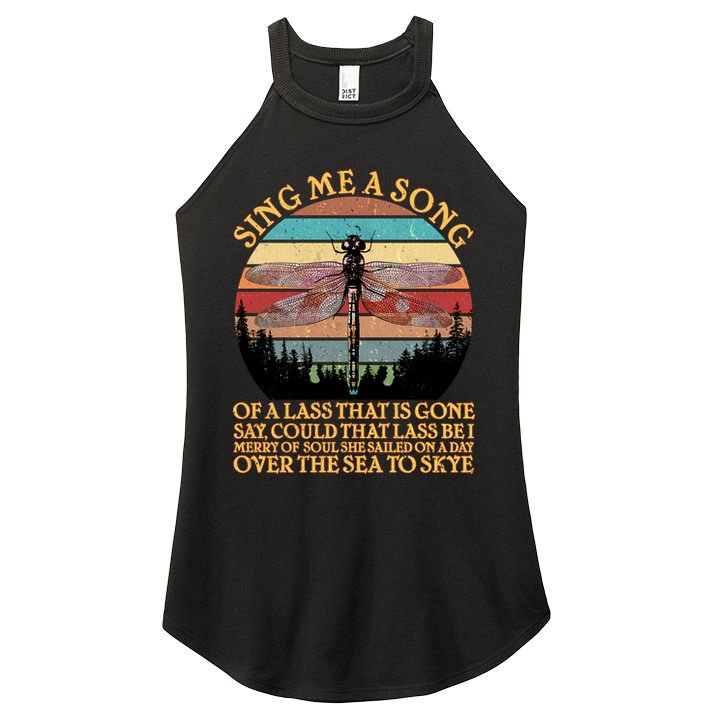 Retro Say Me A Song Dragonfly Sunset Women's Perfect Tri Rocker Tank