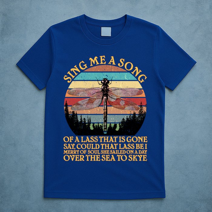 Retro Say Me A Song Dragonfly Sunset T-Shirt