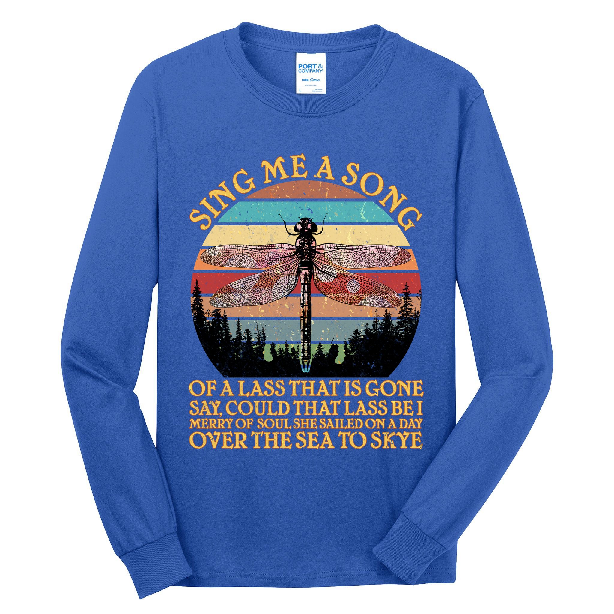 Retro Say Me A Song Dragonfly Sunset Tall Long Sleeve T-Shirt