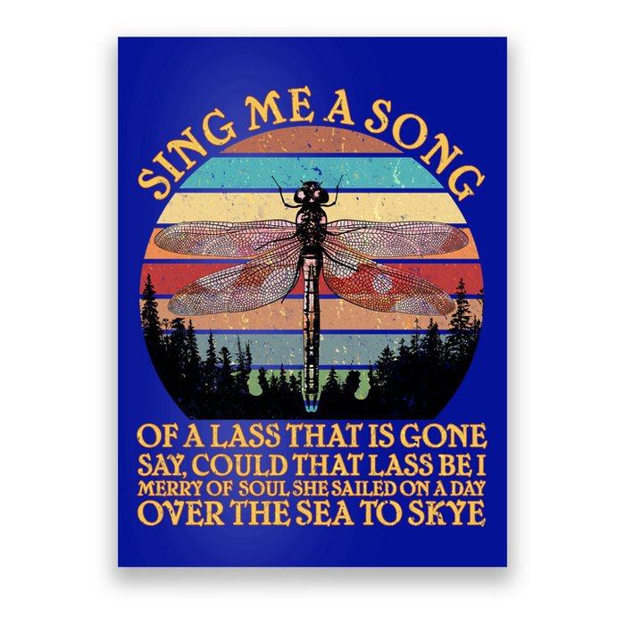 Retro Say Me A Song Dragonfly Sunset Poster