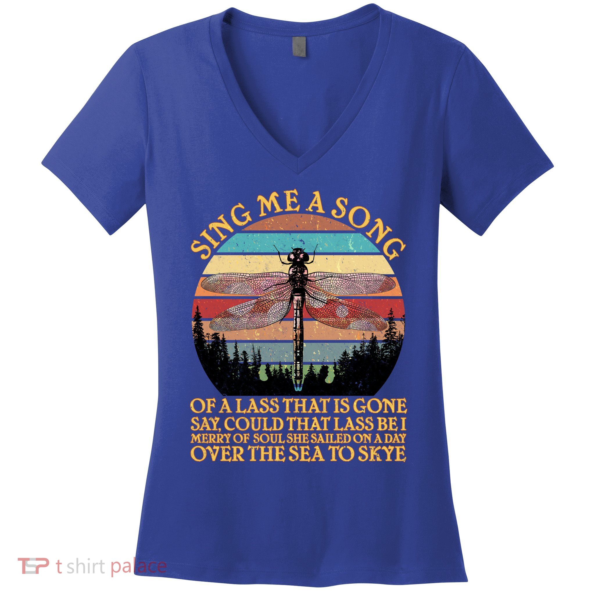 Retro Say Me A Song Dragonfly Sunset Women's V-Neck T-Shirt