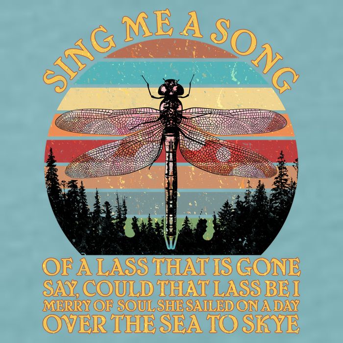 Retro Say Me A Song Dragonfly Sunset Sueded Cloud Jersey T-Shirt