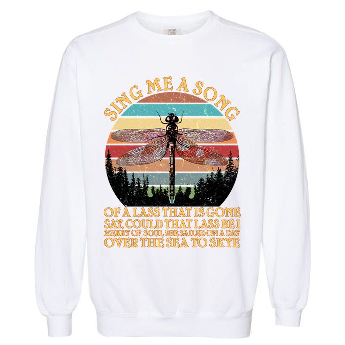 Retro Say Me A Song Dragonfly Sunset Garment-Dyed Sweatshirt