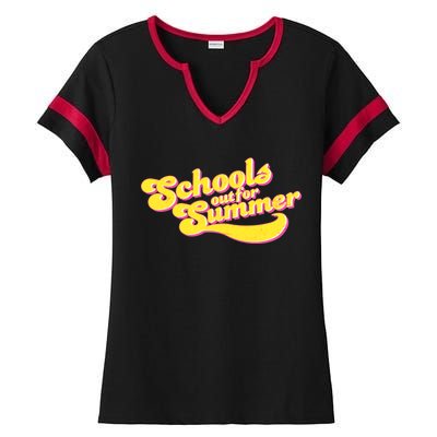 Retro School's Out For Summer Ladies Halftime Notch Neck Tee