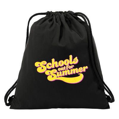Retro School's Out For Summer Drawstring Bag