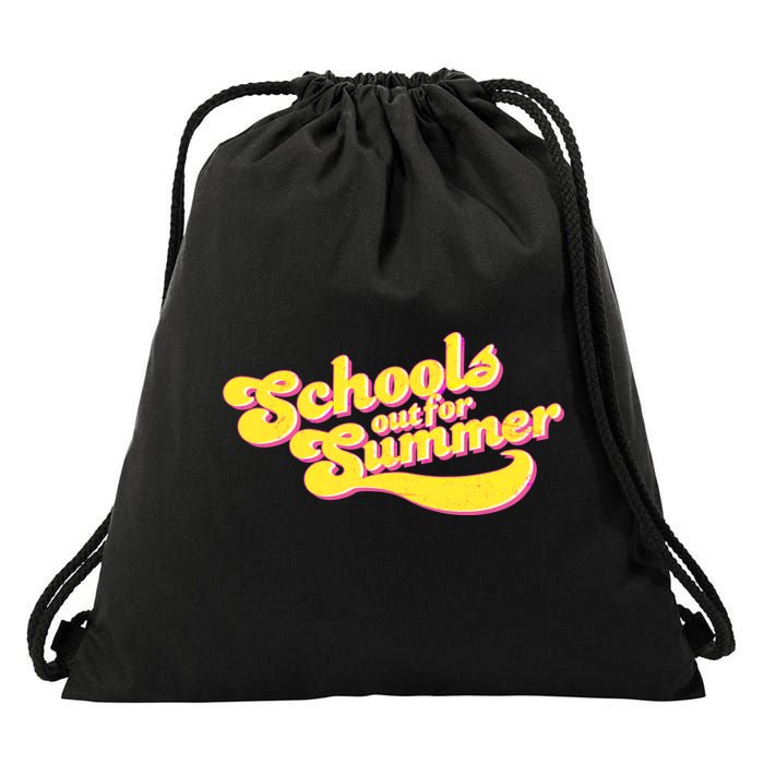 Retro School's Out For Summer Drawstring Bag