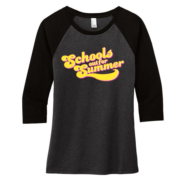 Retro School's Out For Summer Women's Tri-Blend 3/4-Sleeve Raglan Shirt