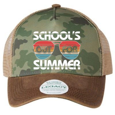 Retro School's Out For Summer Aviator Sunglasses Legacy Tie Dye Trucker Hat