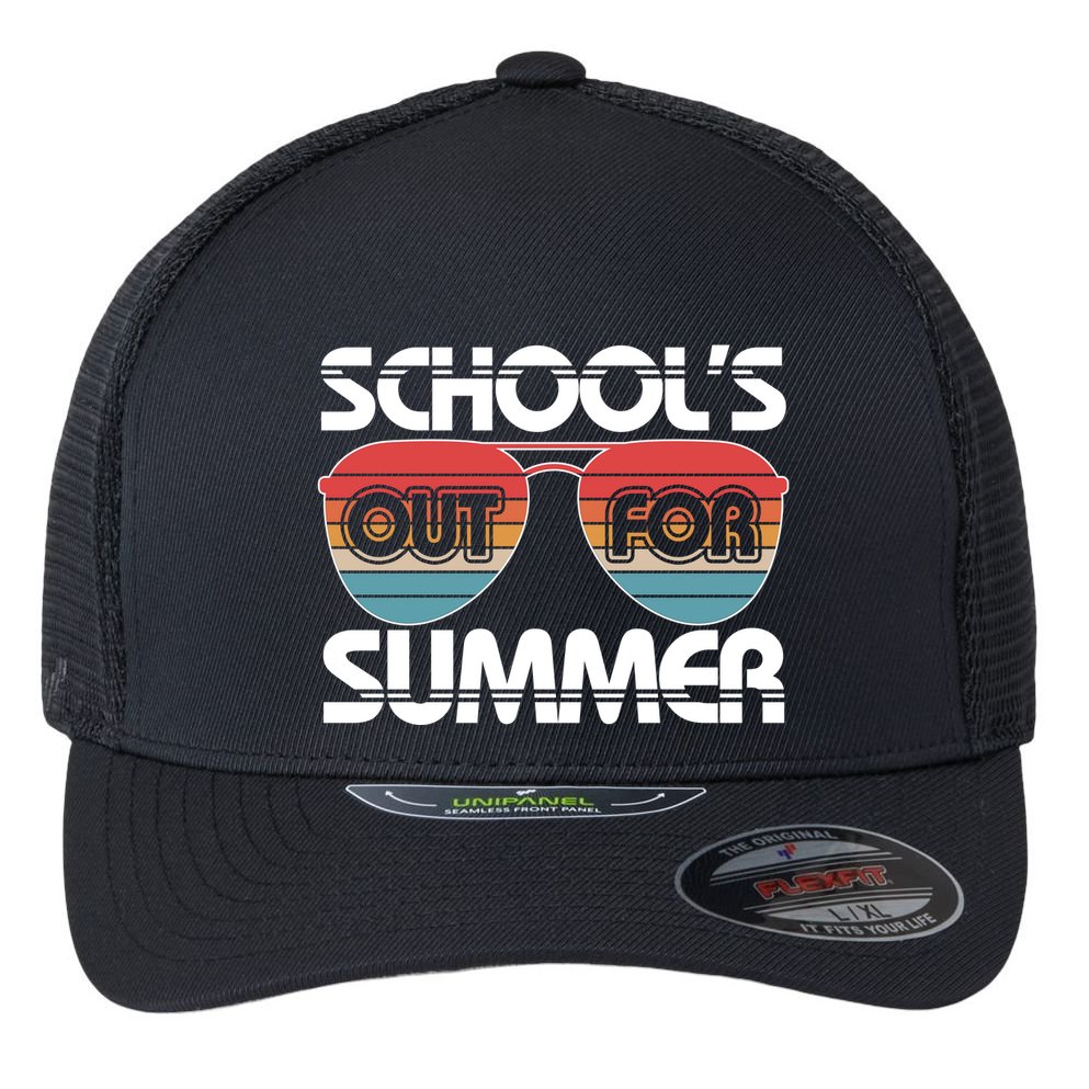 Retro School's Out For Summer Aviator Sunglasses Flexfit Unipanel Trucker Cap