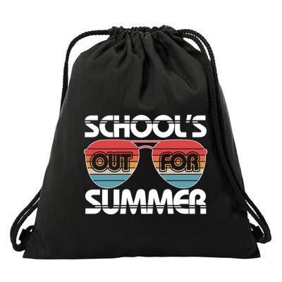 Retro School's Out For Summer Aviator Sunglasses Drawstring Bag