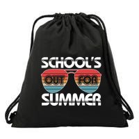 Retro School's Out For Summer Aviator Sunglasses Drawstring Bag