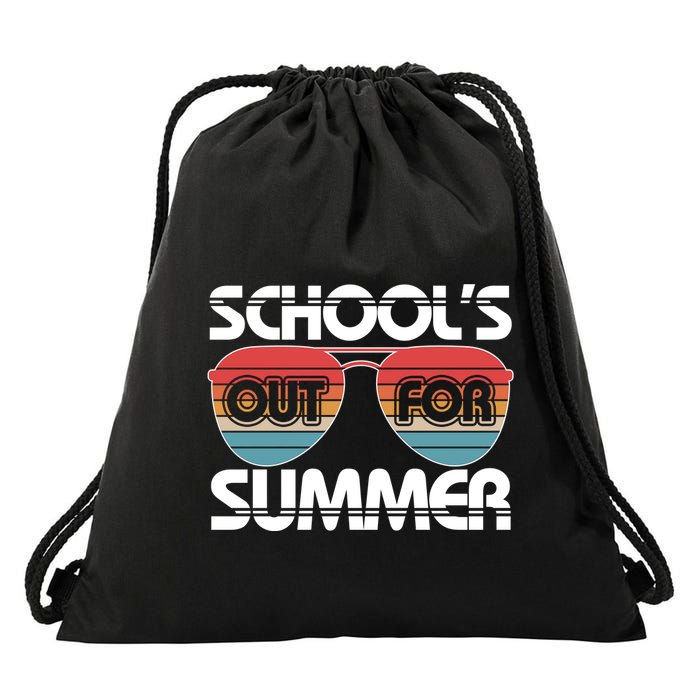 Retro School's Out For Summer Aviator Sunglasses Drawstring Bag