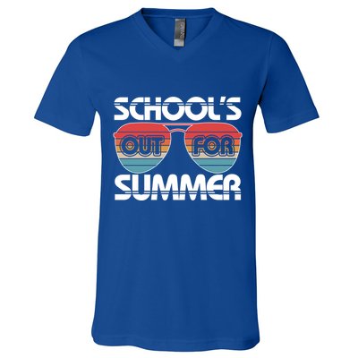 Retro School's Out For Summer Aviator Sunglasses V-Neck T-Shirt