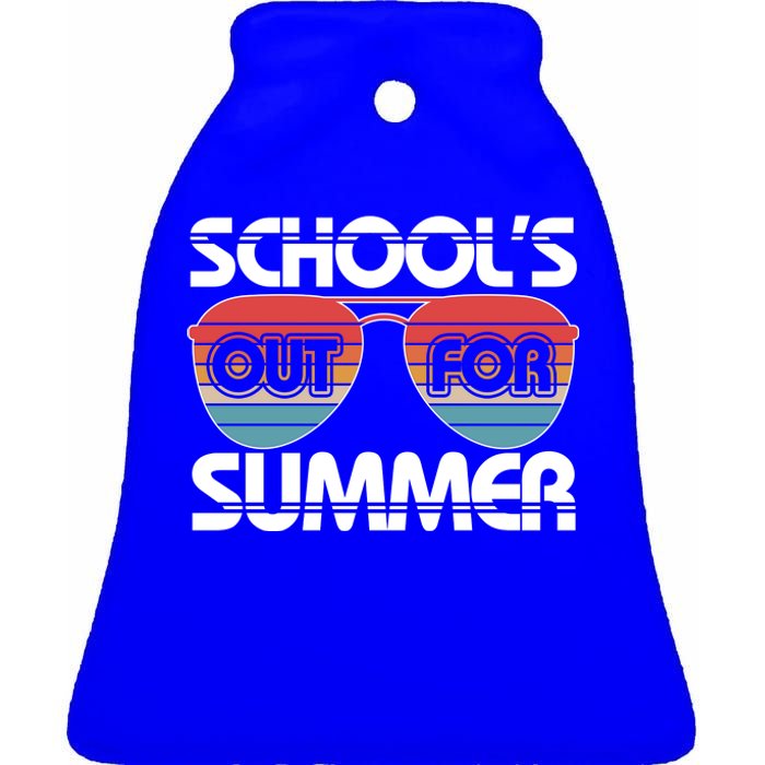 Retro School's Out For Summer Aviator Sunglasses Ceramic Bell Ornament