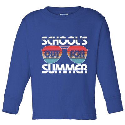Retro School's Out For Summer Aviator Sunglasses Toddler Long Sleeve Shirt