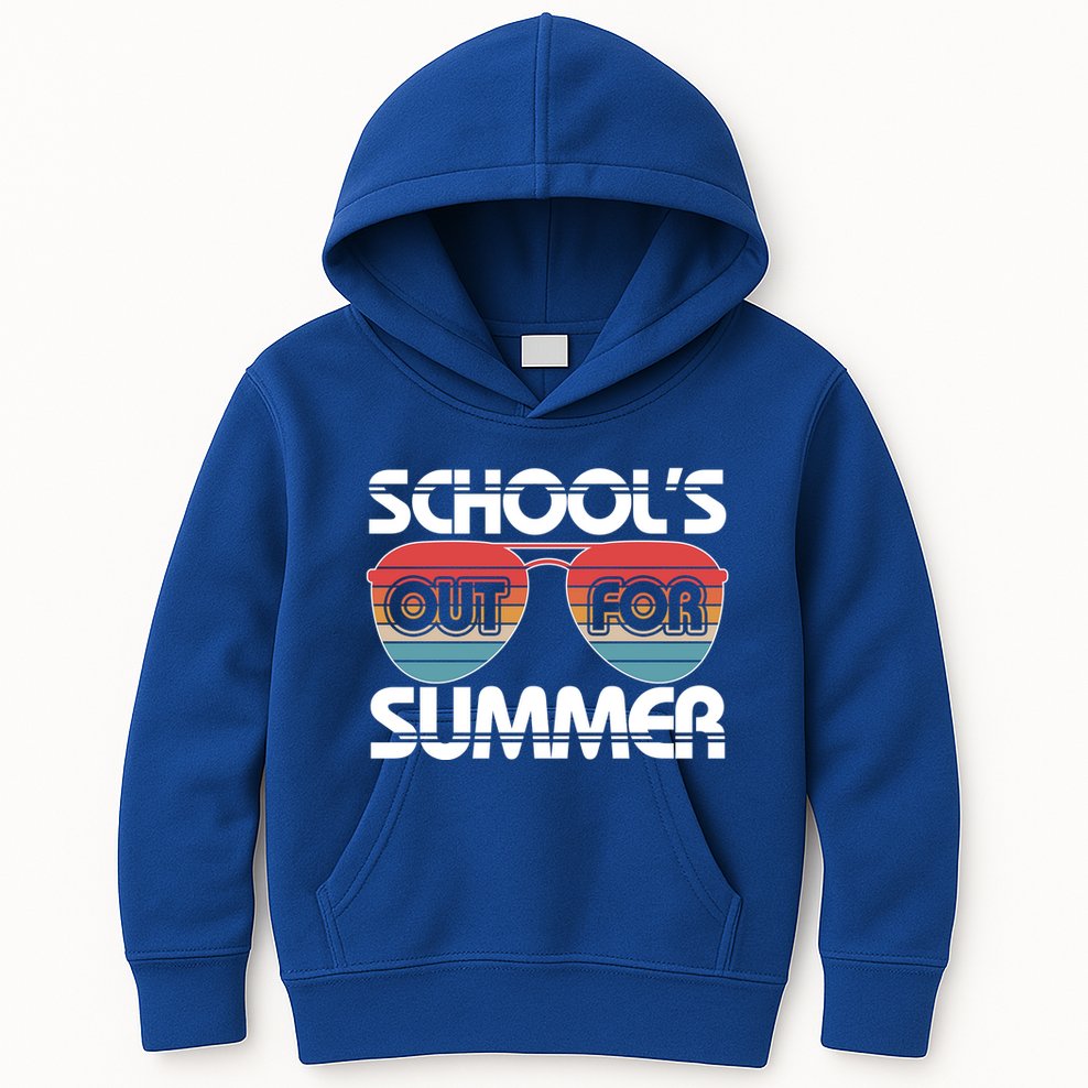 Retro School's Out For Summer Aviator Sunglasses Kids Hoodie