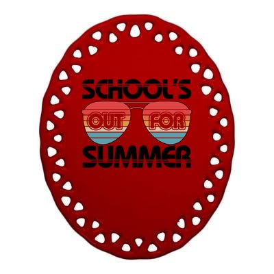 Retro School's Out For Summer Aviator Sunglasses Ceramic Oval Ornament