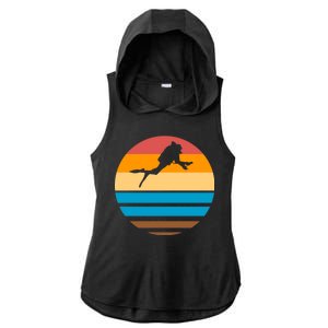 Retro Scuba Diving Ladies PosiCharge Tri-Blend Wicking Draft Hoodie Tank