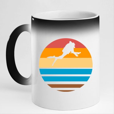 Retro Scuba Diving 11oz Black Color Changing Mug