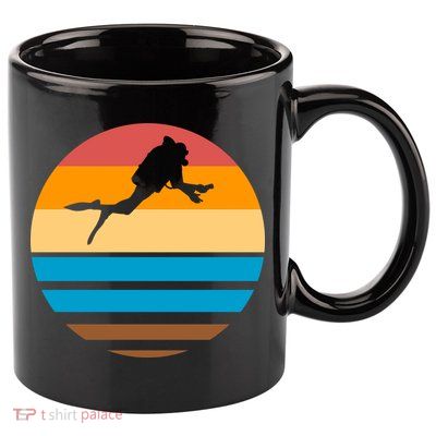 Retro Scuba Diving 11oz C Handle Ceramic Mug
