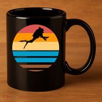 Retro Scuba Diving 11oz C Handle Ceramic Mug