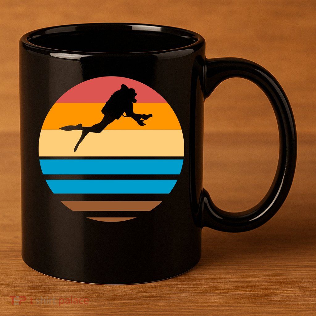 Retro Scuba Diving 11oz C Handle Ceramic Mug
