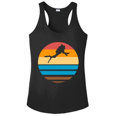 Retro Scuba Diving Ladies PosiCharge Competitor Racerback Tank