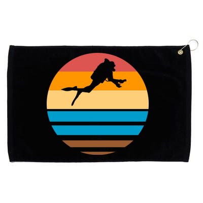 Retro Scuba Diving Grommeted Golf Towel